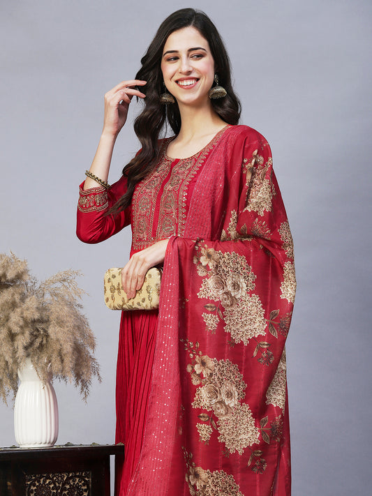 Ethnic Motifs Embroidered Sequined Anarkali Kurta