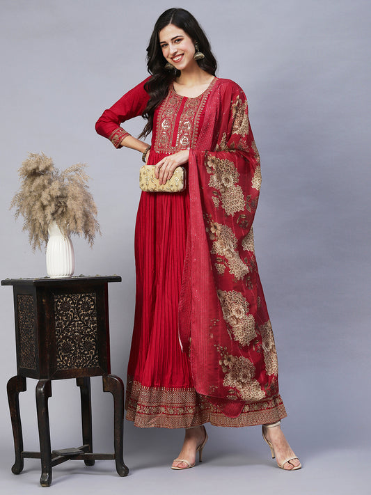 Ethnic Motifs Embroidered Sequined Anarkali Kurta