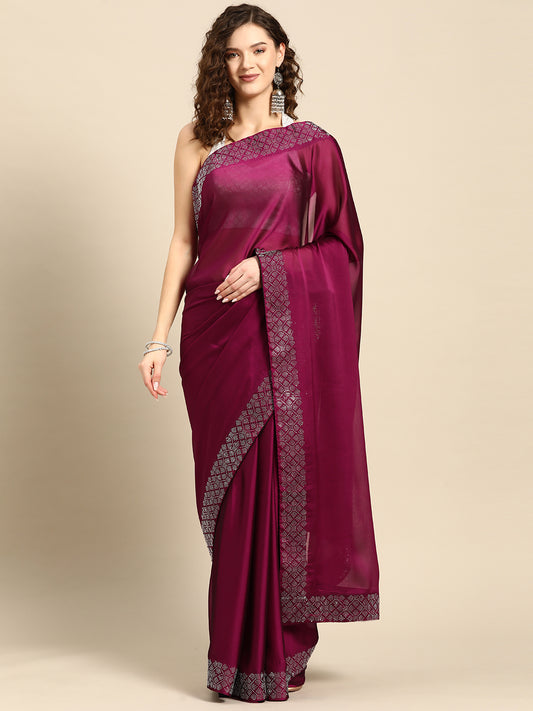 Solid Beads and Stones Saree
