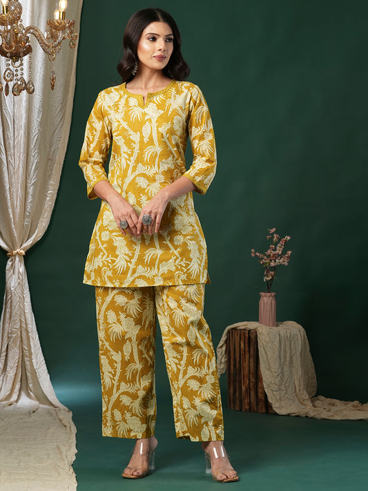 INDYES Printed Pure Cotton Tunic & Palazzo Co-ords Set
