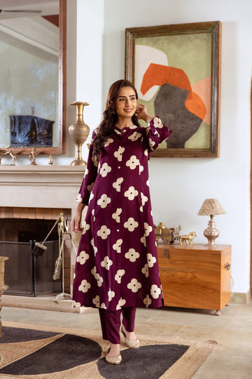 INDYES Floral Printed Panelled Kurta with Trousers for Women