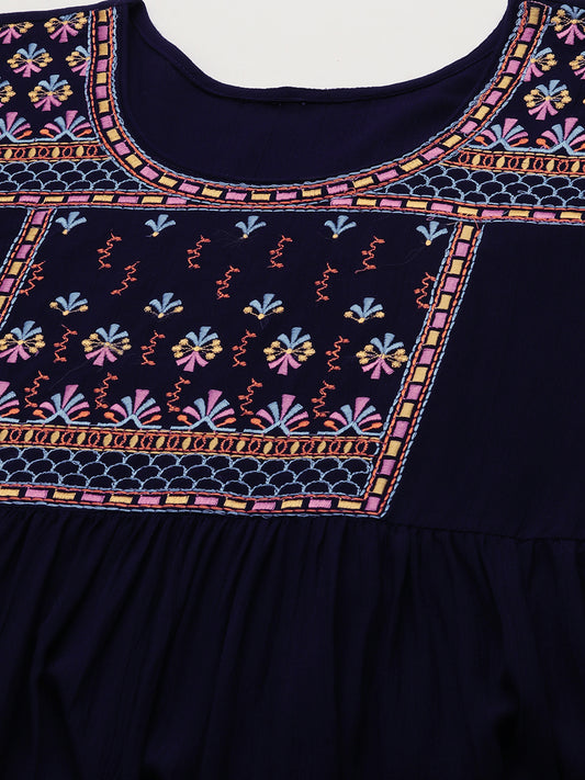 Ethnic Motifs Embroidered A-line Ethnic Dress