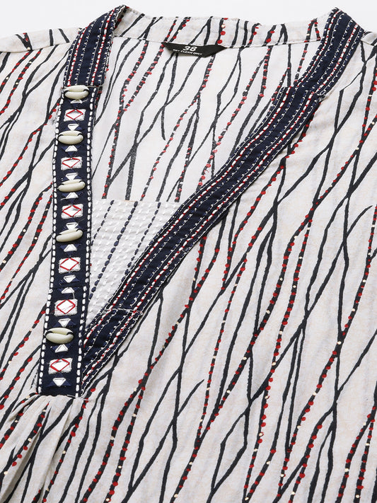 Abstract Printed Pure Cotton Kurta & Trousers With Dupatta