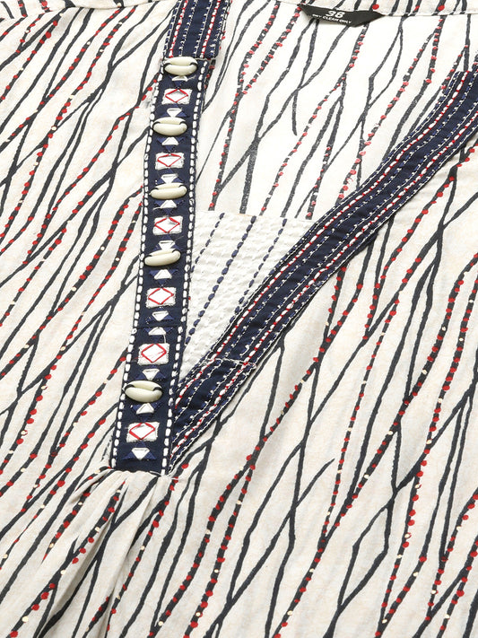 Abstract Printed Pure Cotton Kurta & Trousers With Dupatta