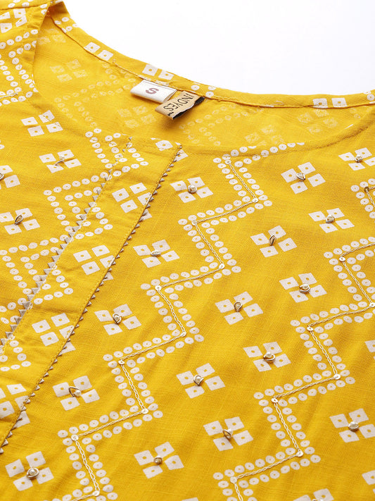 Bandhani Printed Gotta Patti Straight Kurta