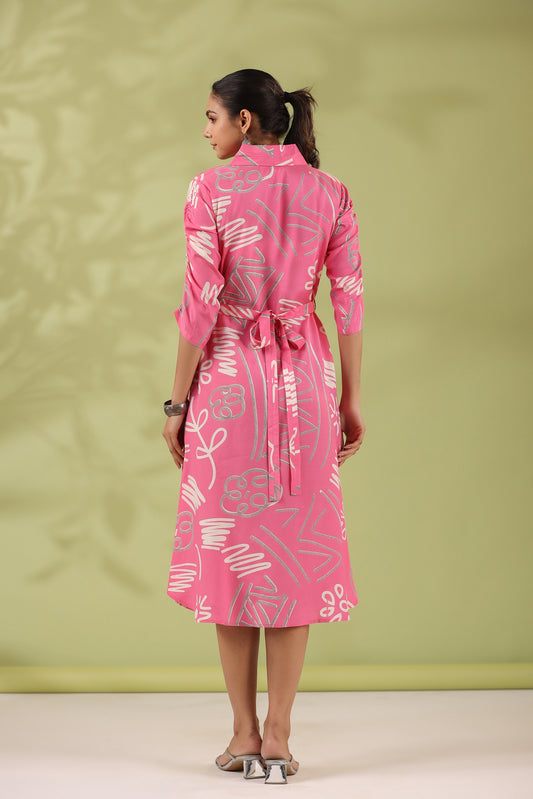 INDYES Printed A-Line Midi Dress for Women