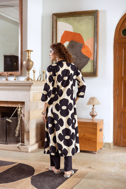 INDYES Printed Panelled Kurta with Trousers for Women