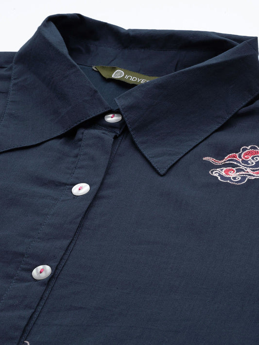 Embroidered Shirt Dress