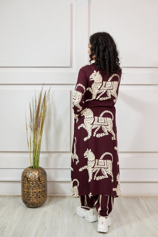 INDYES Animal Printed V-Neck Sequinned Kurta With Salwar for Women
