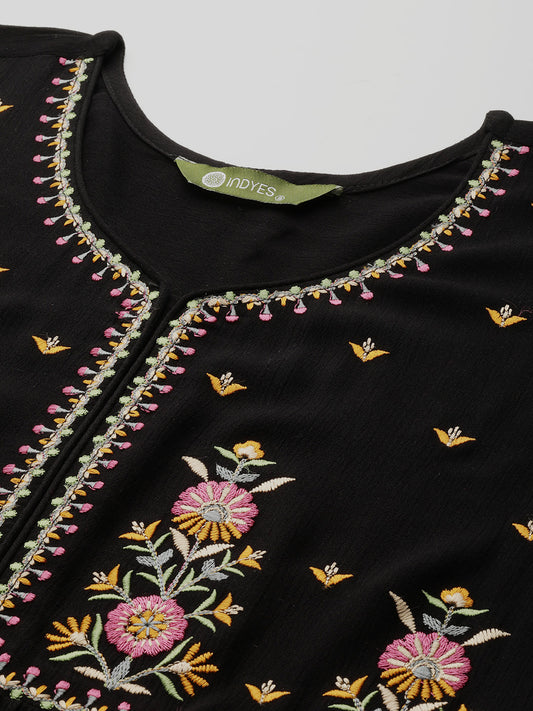 Thread Work Embroidered A-line Dress