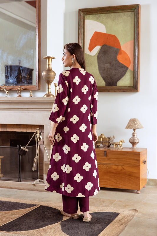 INDYES Floral Printed Panelled Kurta with Trousers for Women
