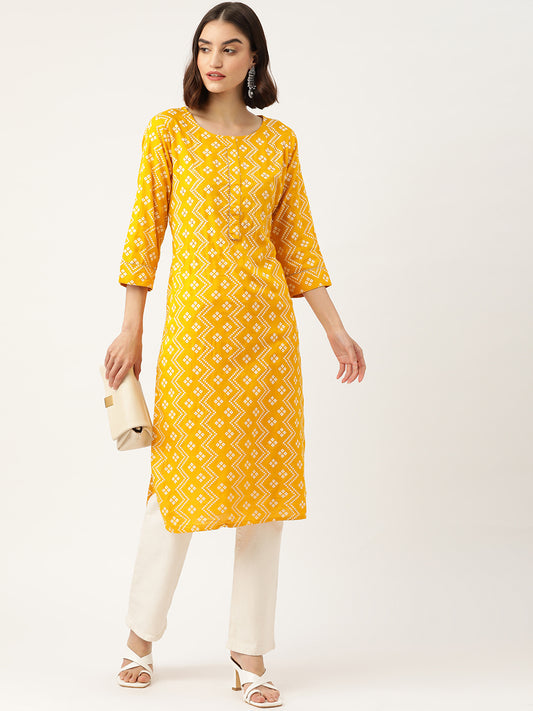 Bandhani Printed Gotta Patti Straight Kurta