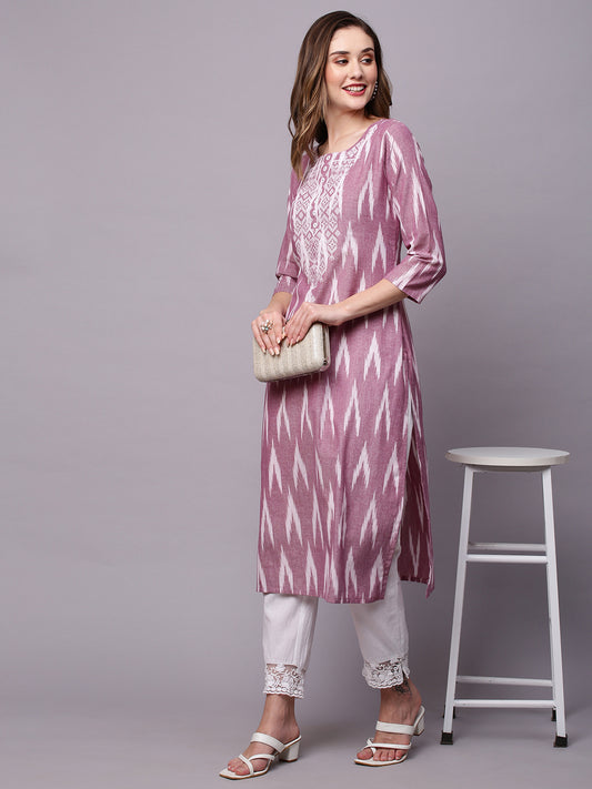 Ethnic Motifs Printed Thread Work Pure Cotton Kurta