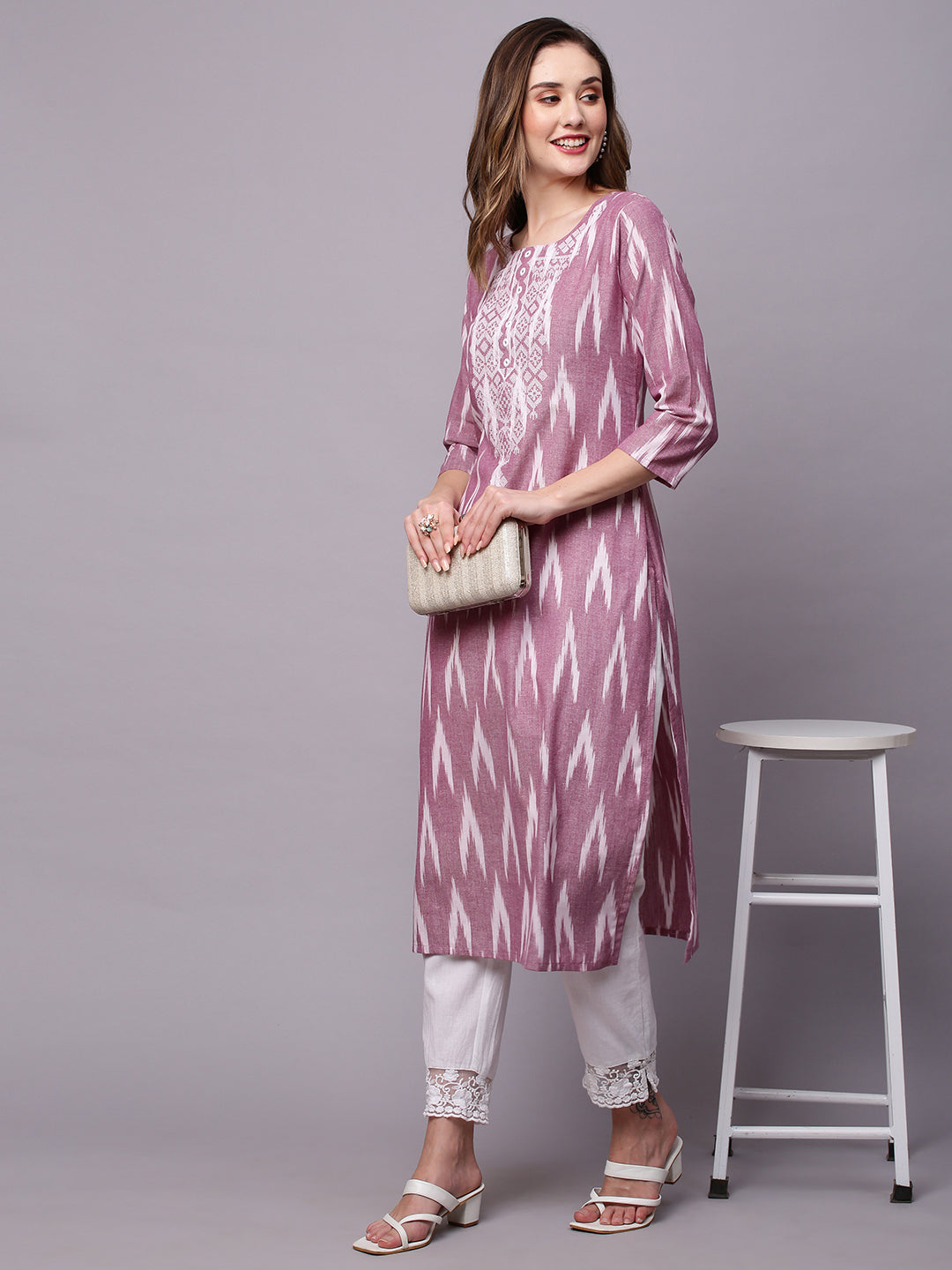 Ethnic Motifs Printed Thread Work Pure Cotton Kurta