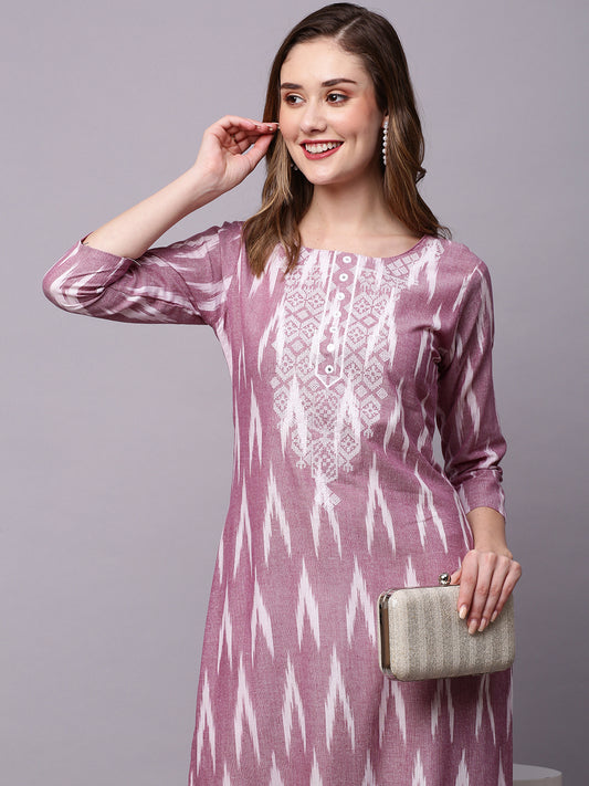 Ethnic Motifs Printed Thread Work Pure Cotton Kurta