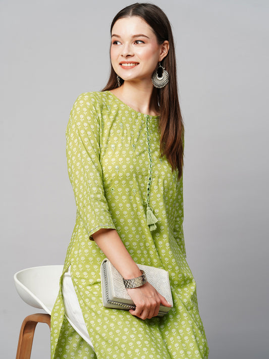 Floral Printed Cotton Kurta