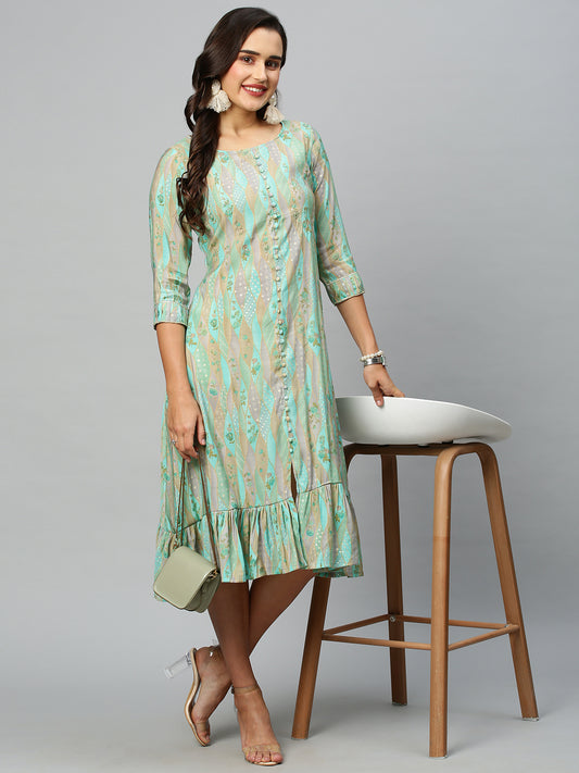 Women Printed Cotton A-line Ethnic Dresses