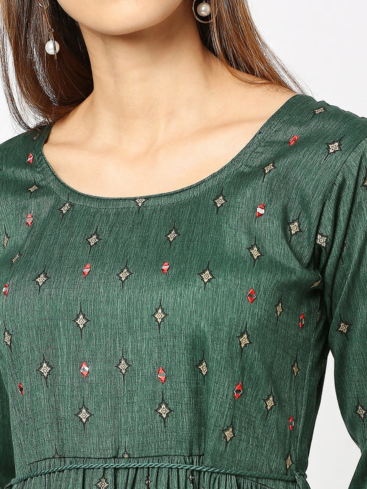 Geometric Printed Fit & Flare Midi Dress