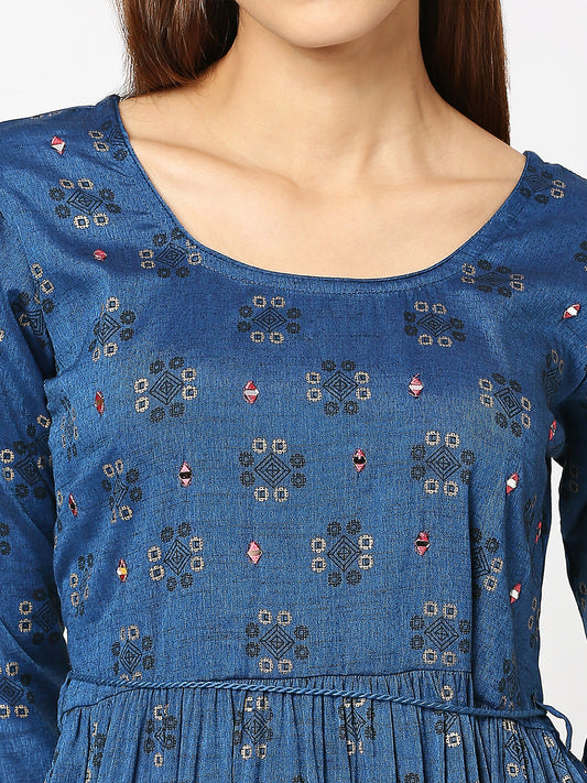 Geometric Printed Fit & Flare Midi Dress